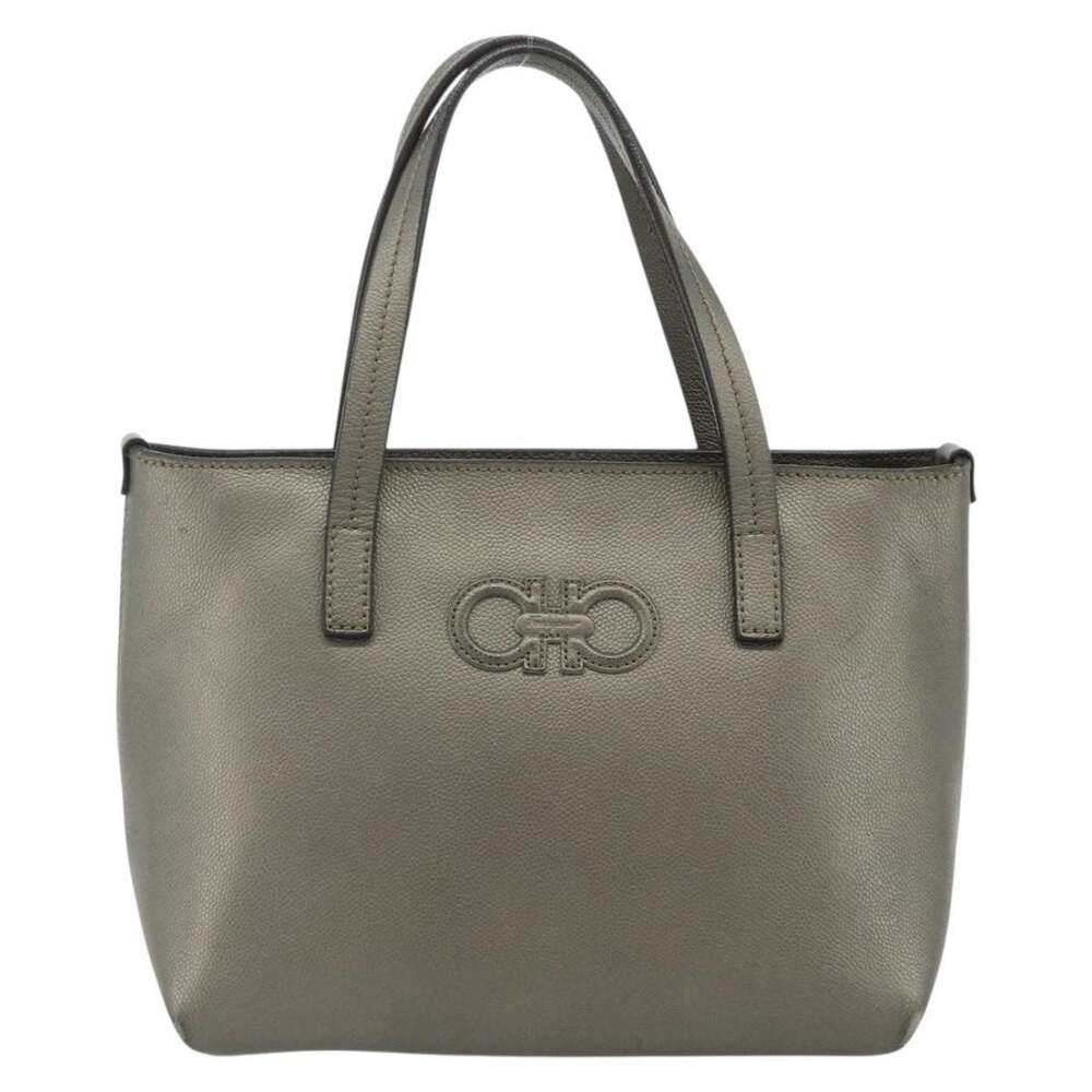 Salvatore Ferragamo Leather Gancini Handbag Bronze
